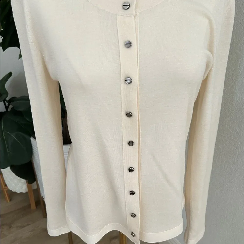Balenciaga Cream Snap front Cardigan, Size XL, NWOT. - Picture 6 of 12